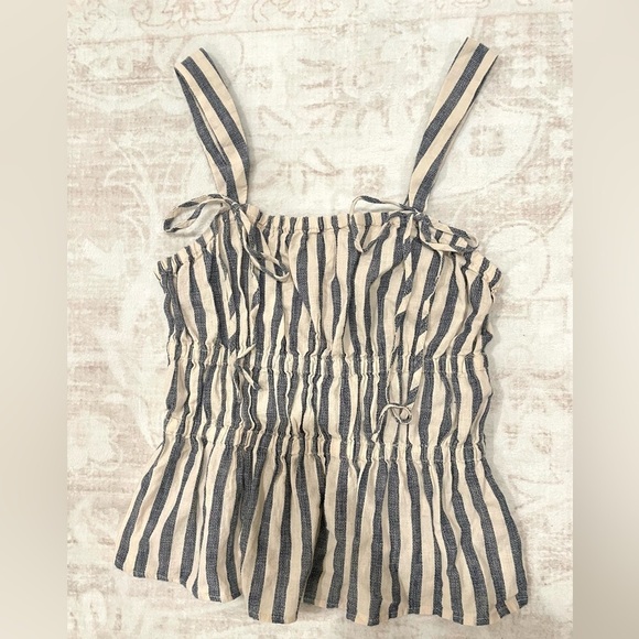 Linen Blend Striped Tank Top NWT - Picture 3 of 7